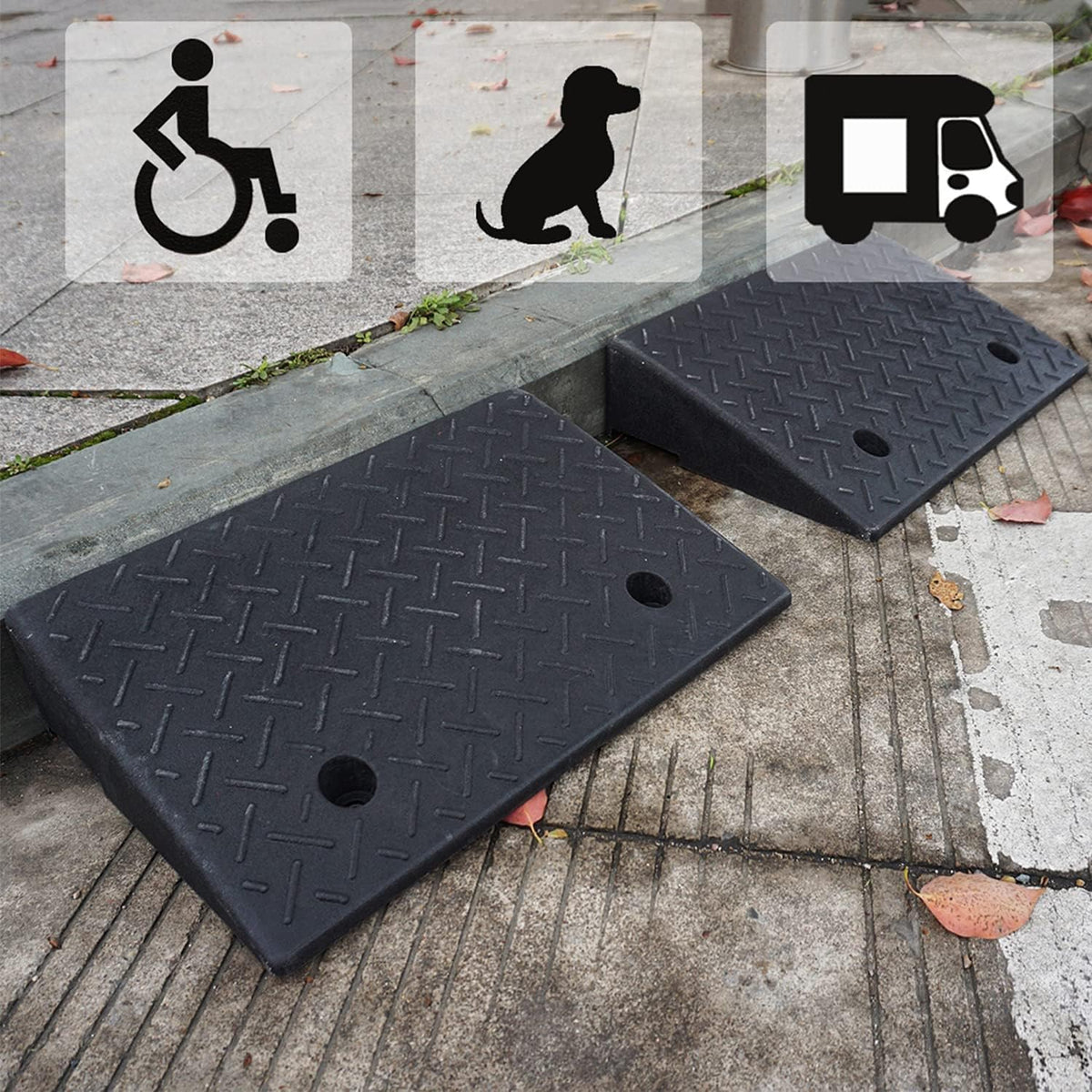 2PCS Curb Ramps 4.3" Height Heavy Duty Driveway Car Ramps I41218