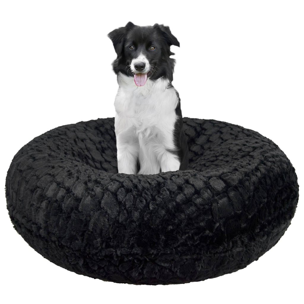 Black Extra Plush Faux Fur Pet Bed U175922