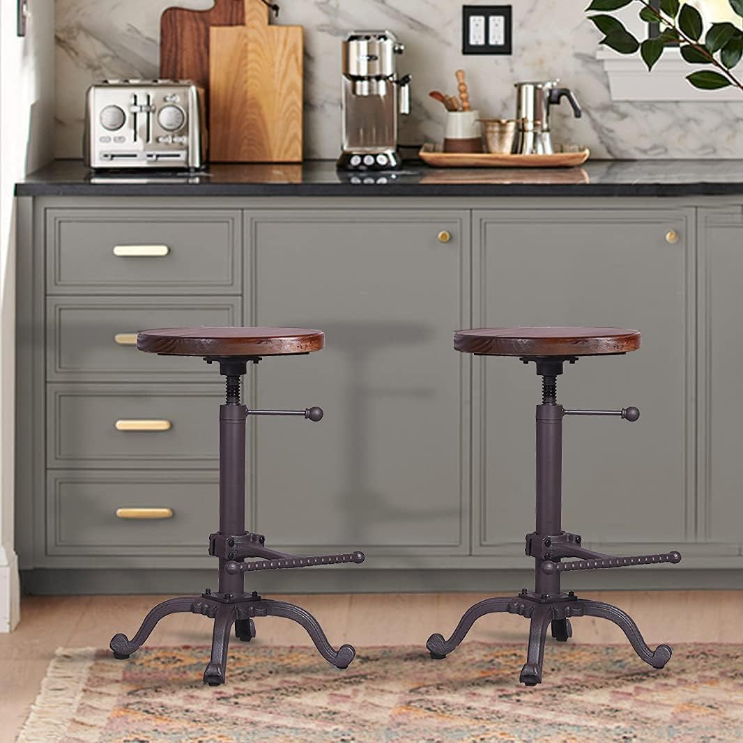 Rustic Swivel Adjustable 22-26 Bar Stool K8338