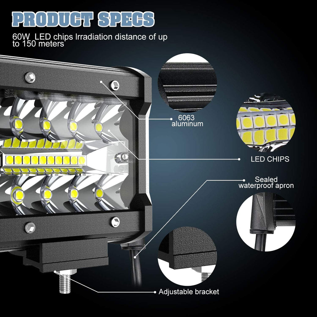 32 LED Light Bar with Wiring Harness and 4 Inch Fog Lamps I28838