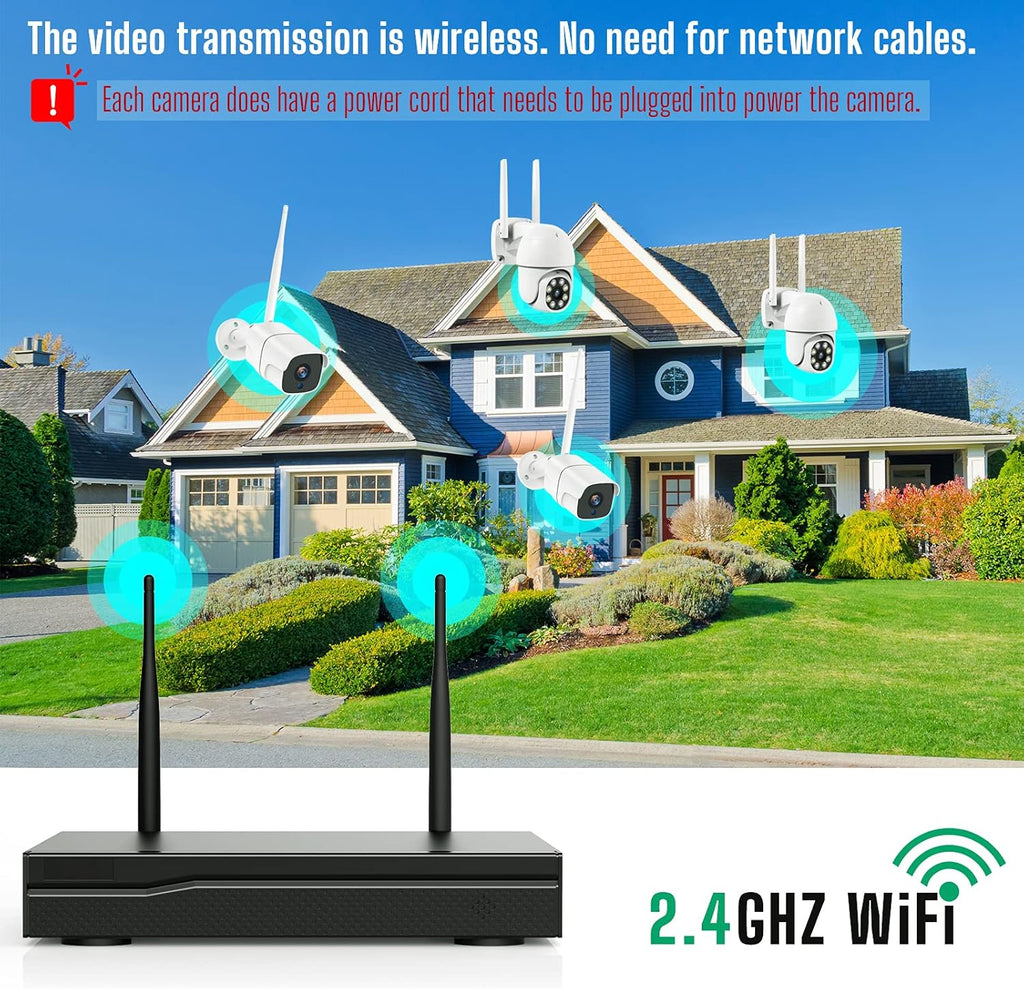Wireless WiFi 3MP Outdoor Security Camera System with 1TB Hard Drive T4614