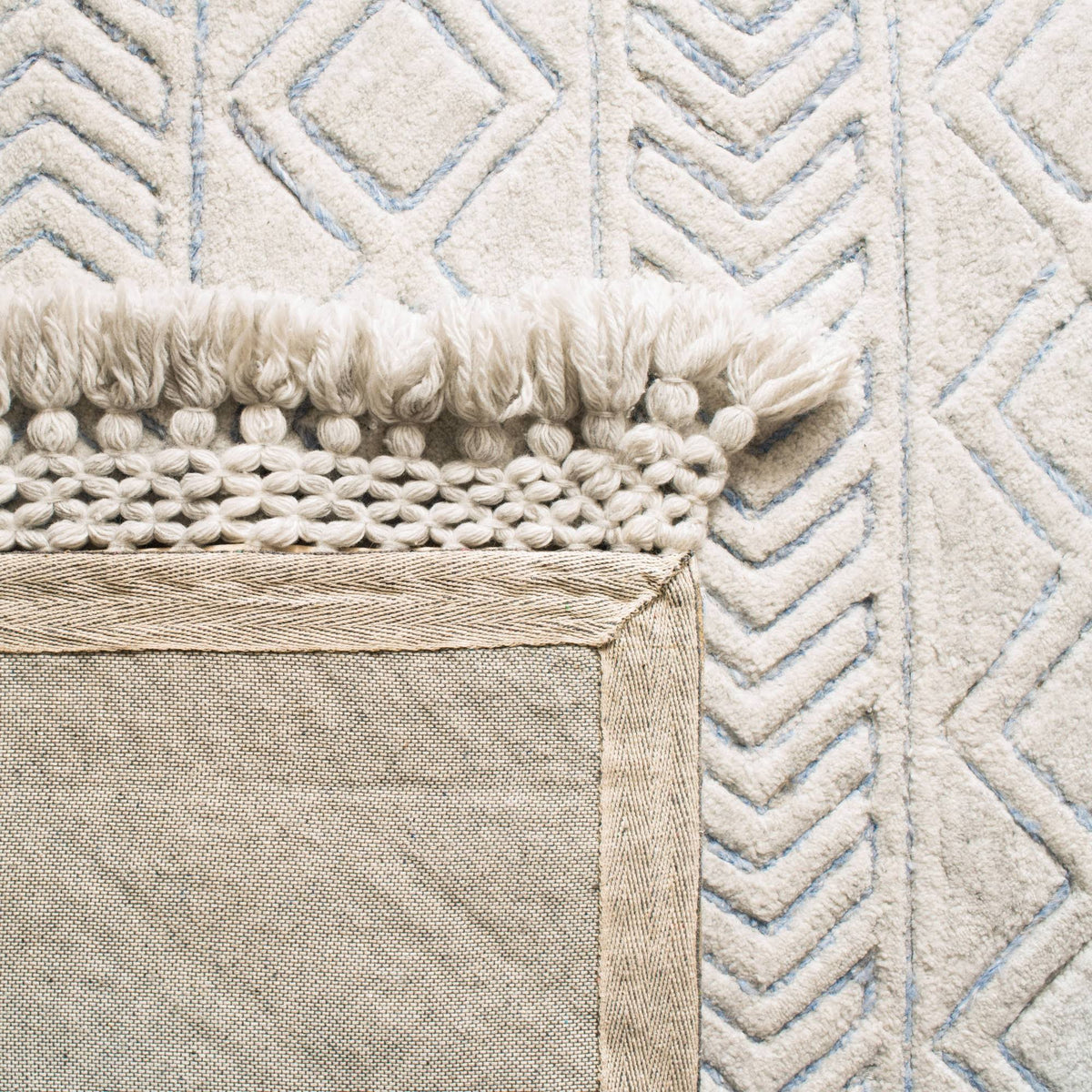 Ivory and Blue Runner F2199