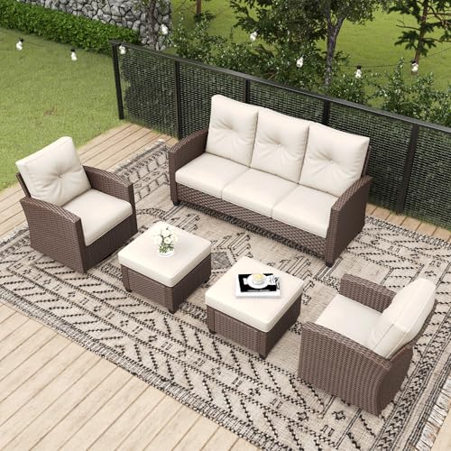 4 Piece Wicker Patio Furniture Set with Fire Pit Table Z2876