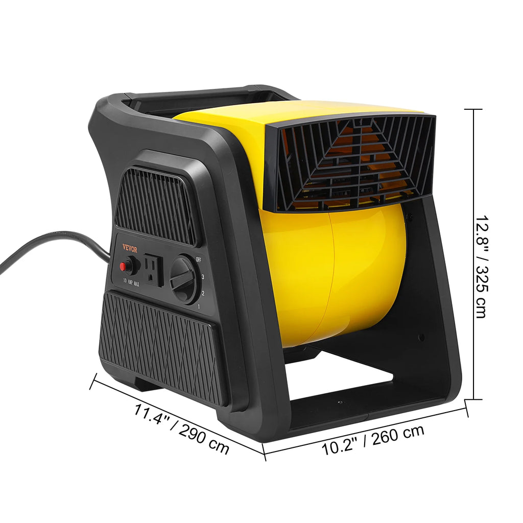 600 CFM 3-Speed Portable Air Mover Floor Blower Fan with Timer S198