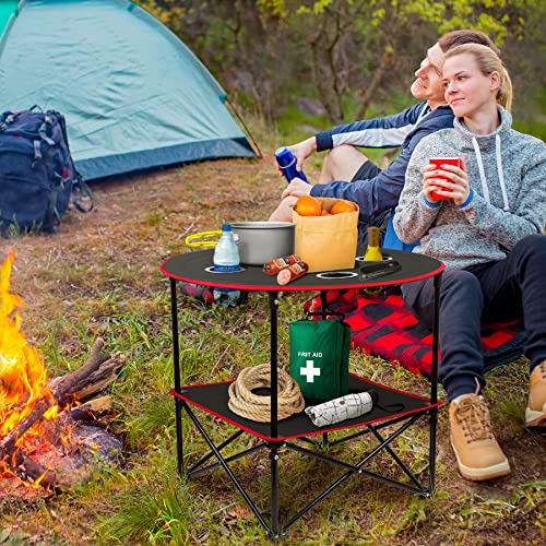 Portable Folding Camping Table with 4 Cup Holders & Carry Bag G26823