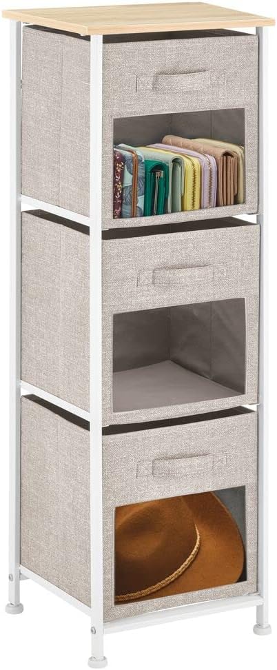 Vertical Furniture Storage Tower with 3 Drawers, Gray D4292