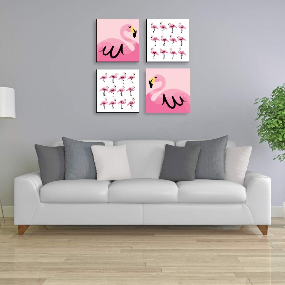 Pink Flamingo Kids Wall Art Set of 4 Prints C8118