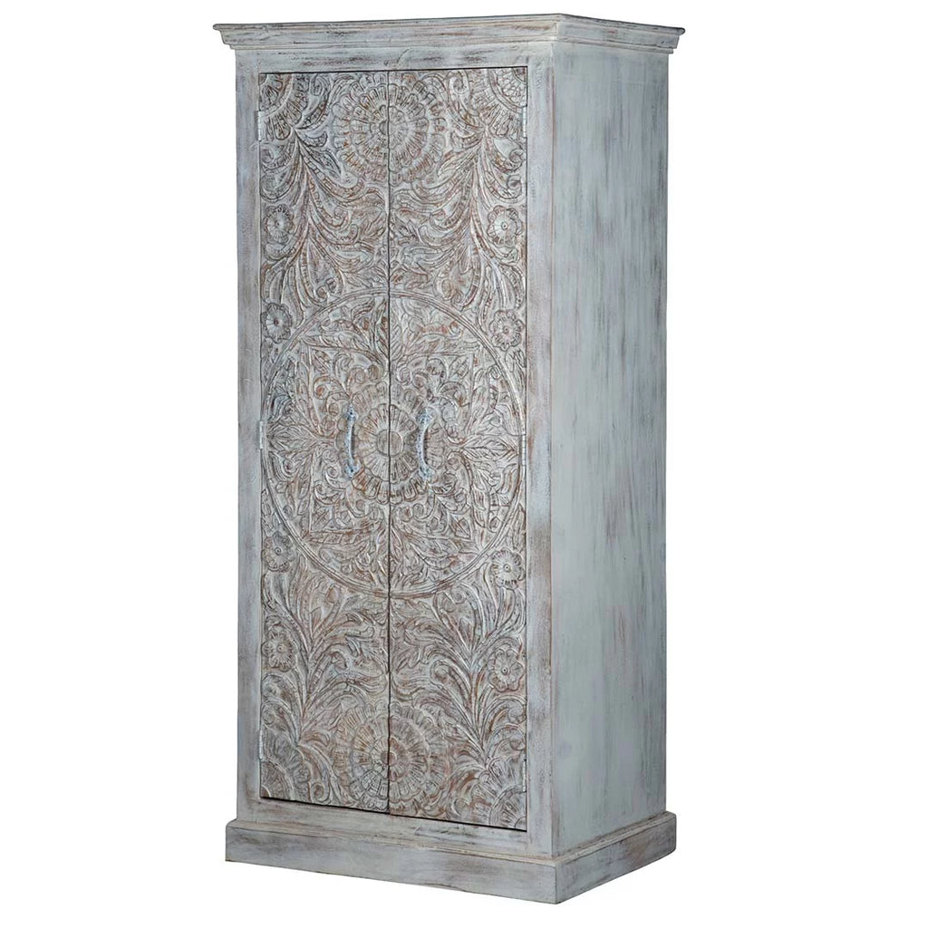 White Carved Wardrobe Z7735