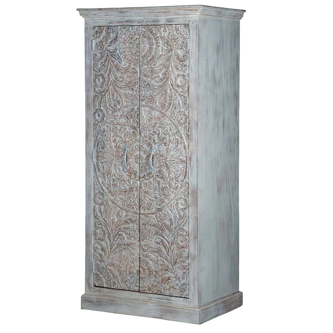 White Carved Wardrobe Z7735