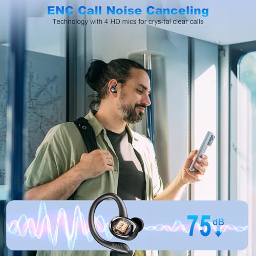 Wireless Earbuds with Earhooks, 50H Deep Bass, IP7 Waterproof U912719