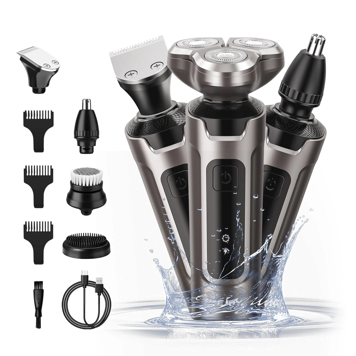Men's 5 in 1 Cordless Rechargeable Waterproof Electric Shaver V635400