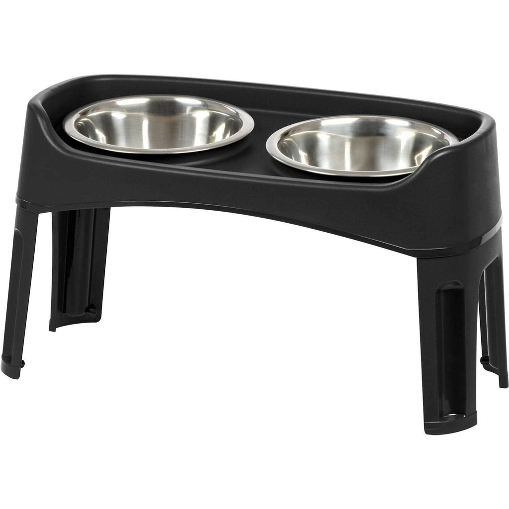 12 inch Elevated Dog Bowls with 2 Qt Stainless Steel Bowls U6791