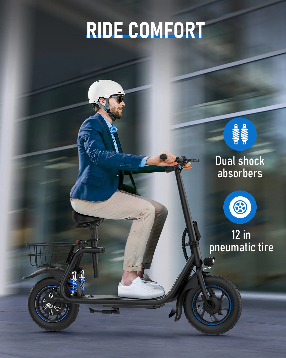 450W Electric Scooter with Seat and Basket S92509