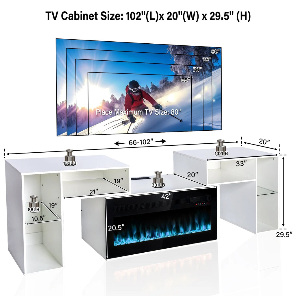 White Entertainment Center with Electric Fireplace and 42 Fireplace Z415348