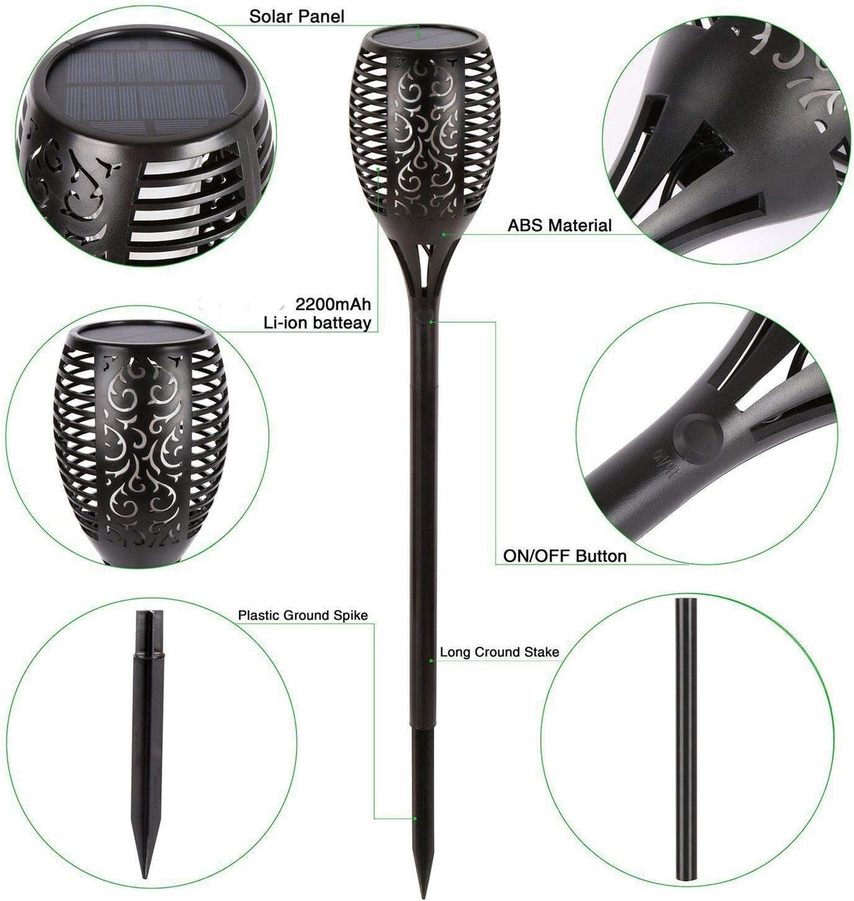 43 LED Solar Torch Lights (6 Pack) F776