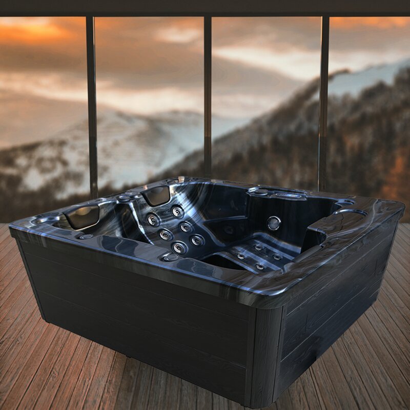 Grey Oak 3-Person Rectangular Acrylic Hot Tub O4733