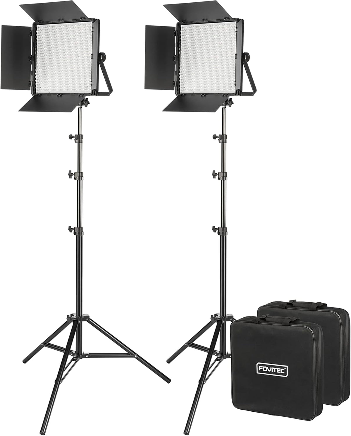 Portable 2-Light 600 LED Bi-Color Panel Kit with Cases & Stands E70010