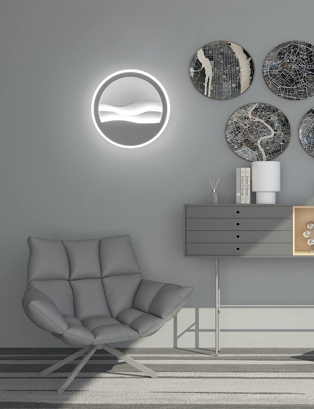 Modern LED Wall Sconce Light, 22W Three-Color Dimming Z928736