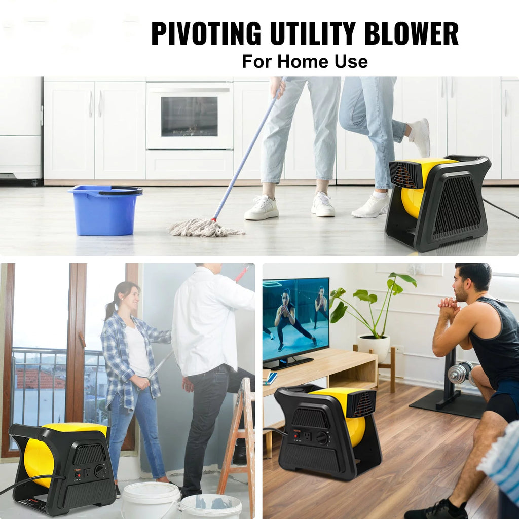 600 CFM 3-Speed Portable Air Mover Floor Blower Fan with Timer S198