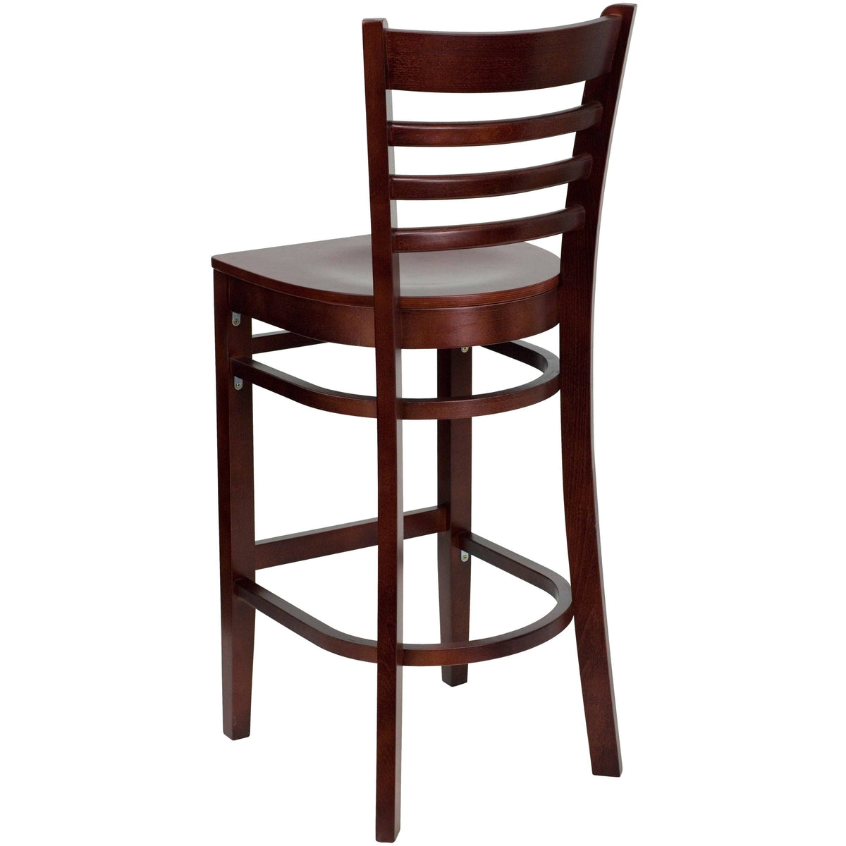 2 Pack Vertical Slat Back Wooden Barstool Black Vinyl Seat F7522
