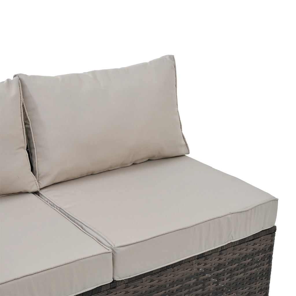 4 Piece All Weather Wicker Rattan Patio Sofa Set with Cushion and Glass Table A63835