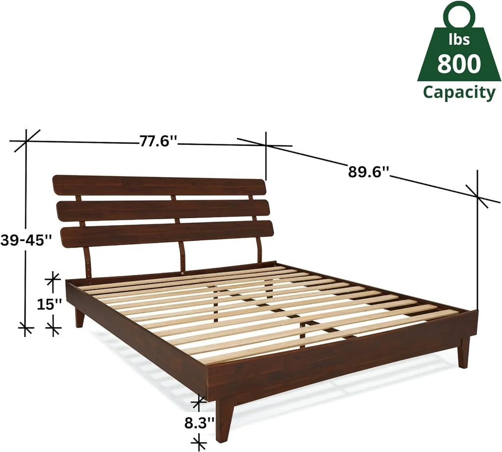 Queen Adjustable Headboard Solid Wood Bed Frame K4573