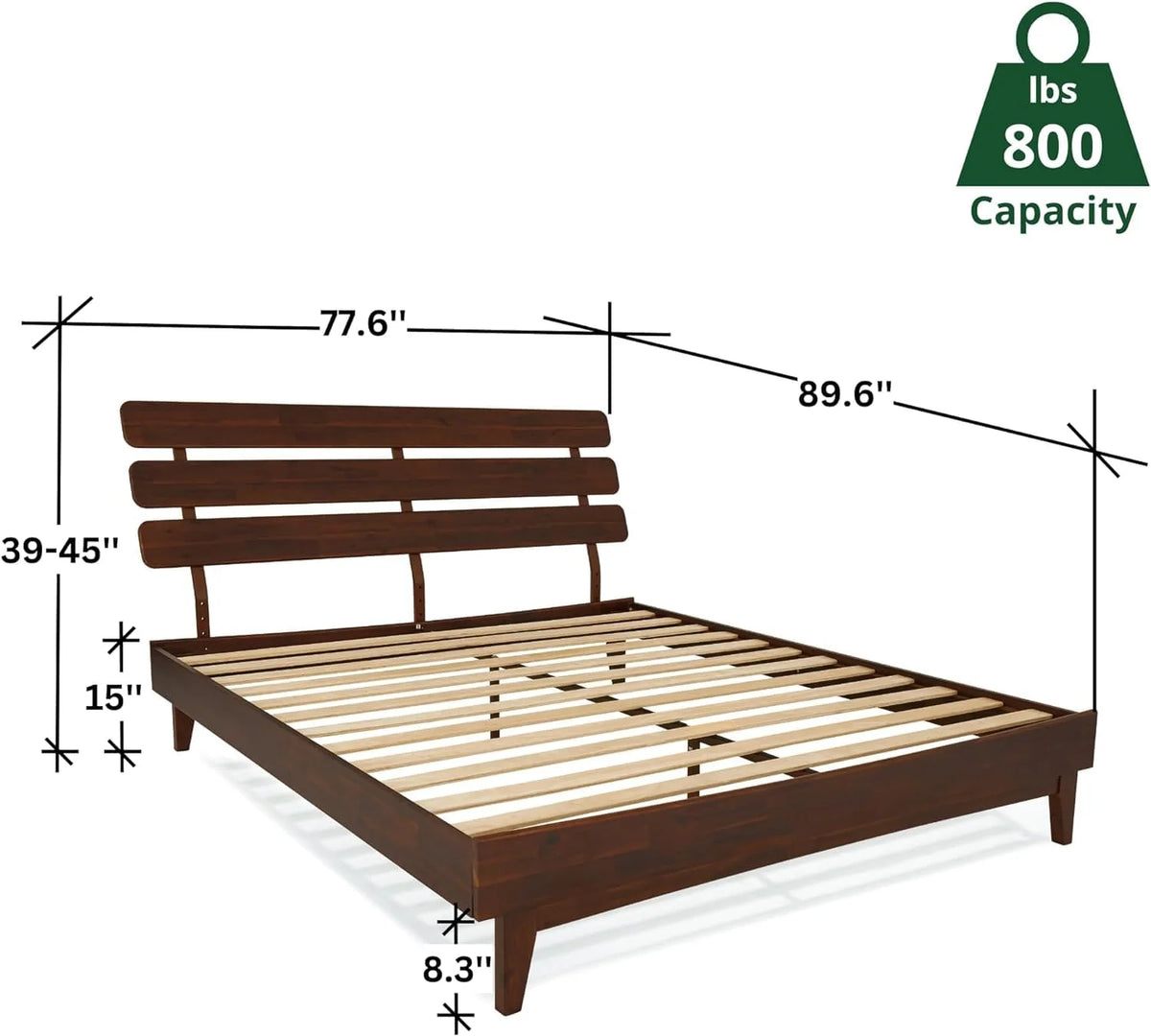 Queen Adjustable Headboard Solid Wood Bed Frame K4573