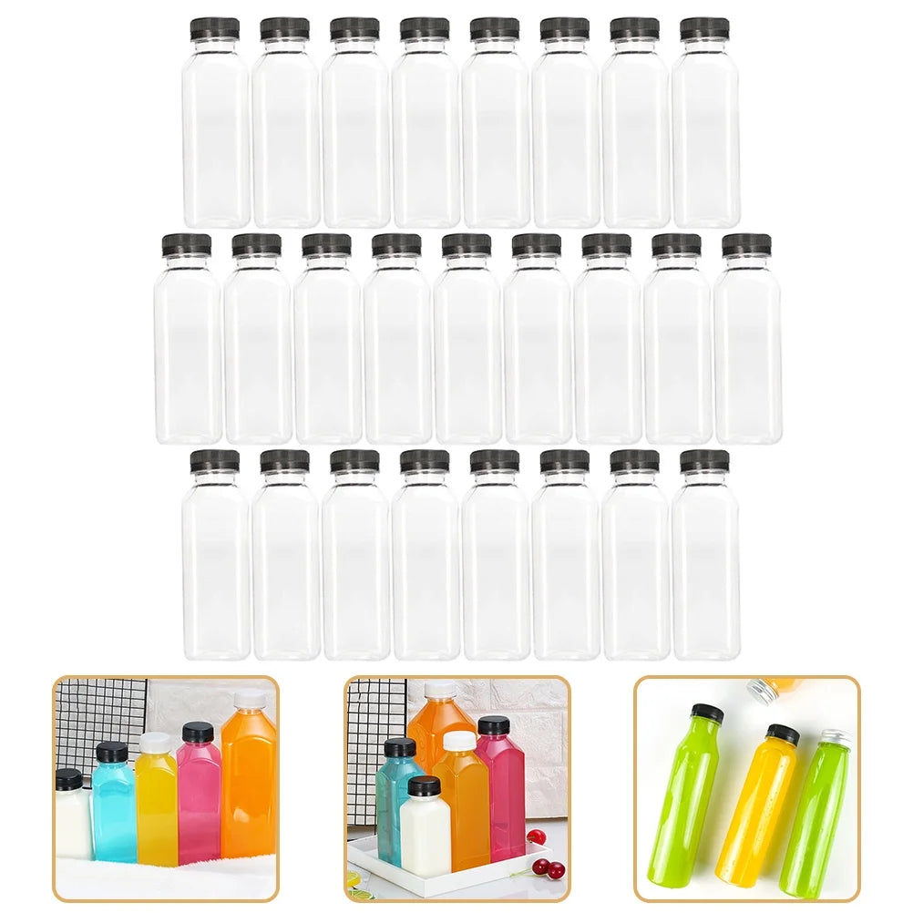 25 pcs Clear Plastic Juice Bottles with Caps Z53544
