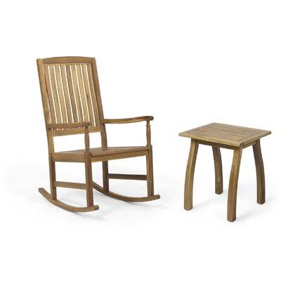 2 Piece Acacia Wood Rocking Chair Set L134