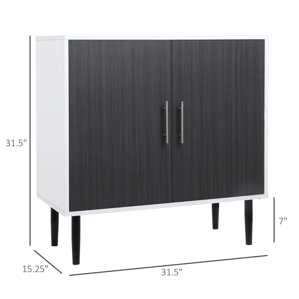 Gray Sideboard Buffet Cabinet with Adjustable Shelf and Steel Legs H6142