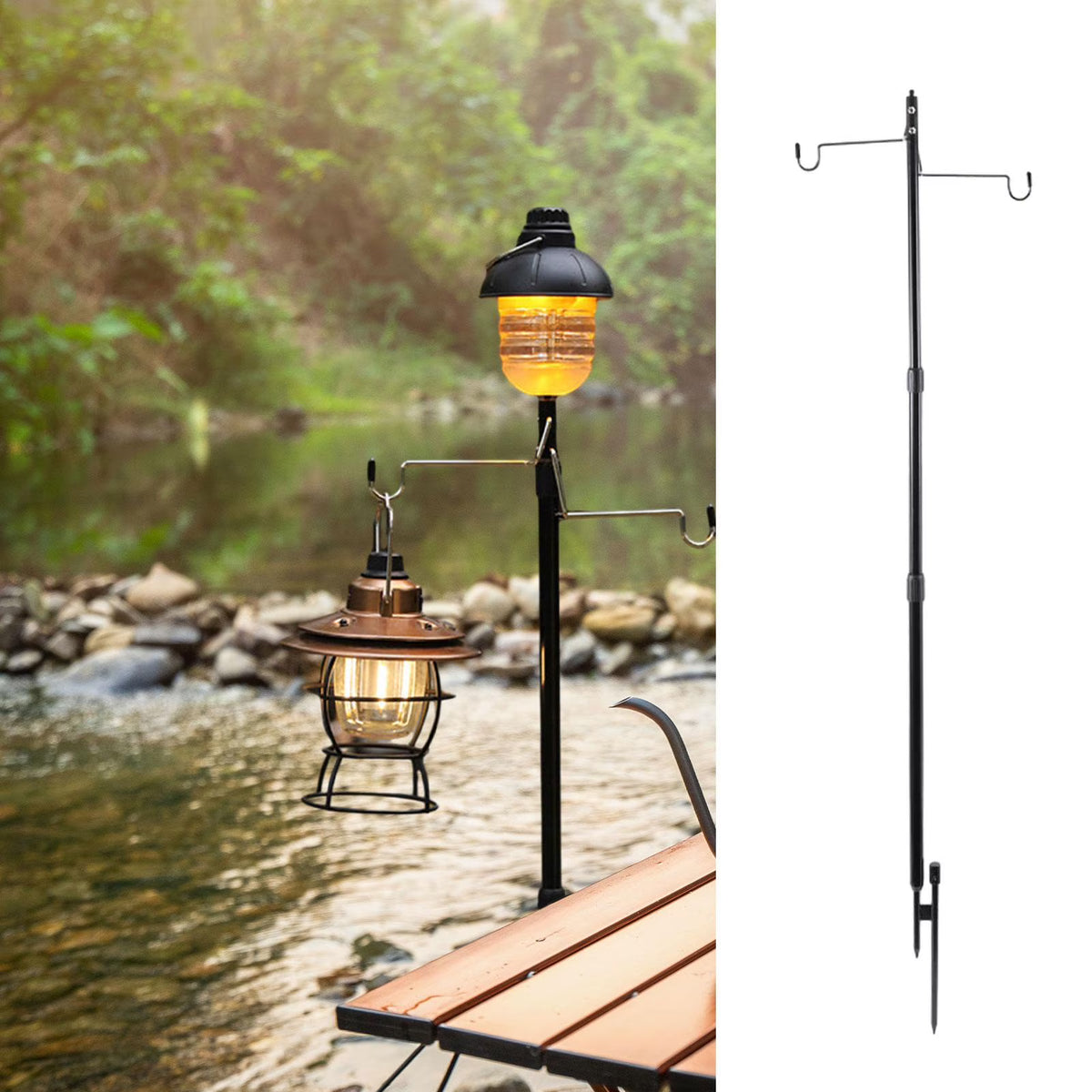 Camping Lantern Stand Collapsible Lightweight Light Holder H118752