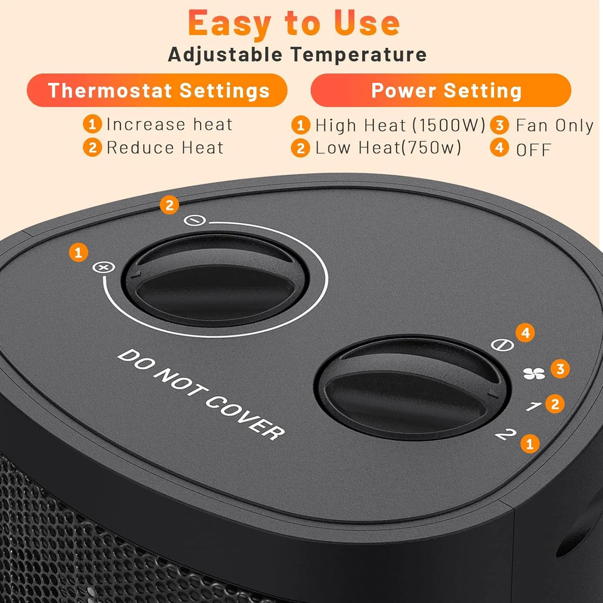 1500W Ceramic Portable Space Heater S367