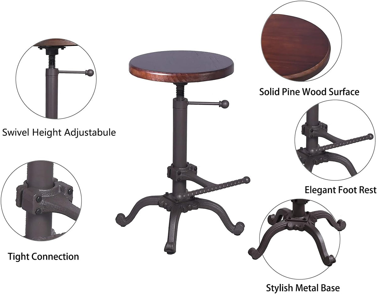 Rustic Swivel Adjustable 22-26 Bar Stool K8338