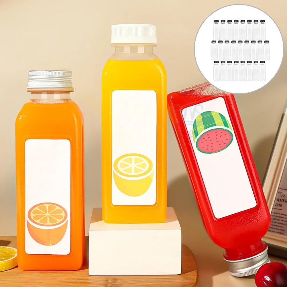 25 pcs Clear Plastic Juice Bottles with Caps Z53544