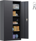 71 In Black Metal Storage Cabinet with Locking Doors and Adjustable Shelves M9855