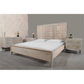 King Sized Solid Wood Bed Brushed Ivory J9068