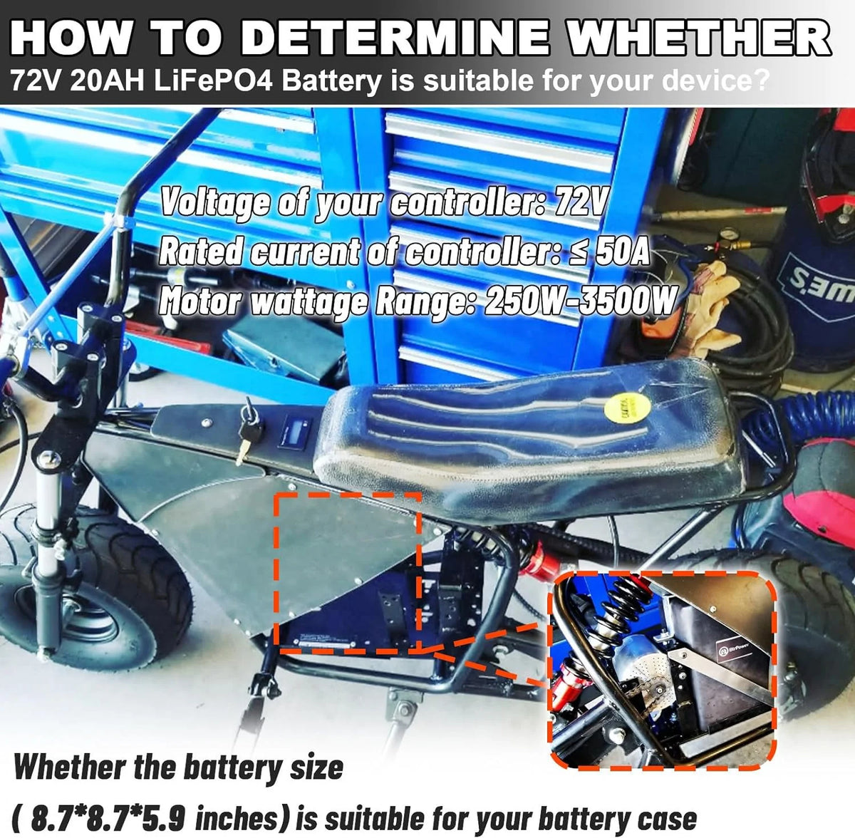 72V 20AH Lithium LiFePO4 Ebike Battery with 5A Charger F3210