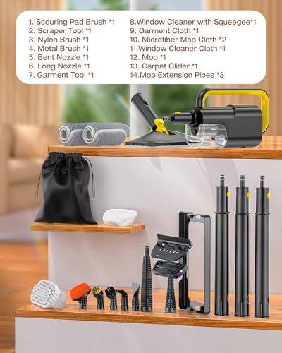 10-in-1 Steam Mop with Detachable Handheld Steamer, 350ml Tank, 2-Level Control and Swivel Head, Gray B94940