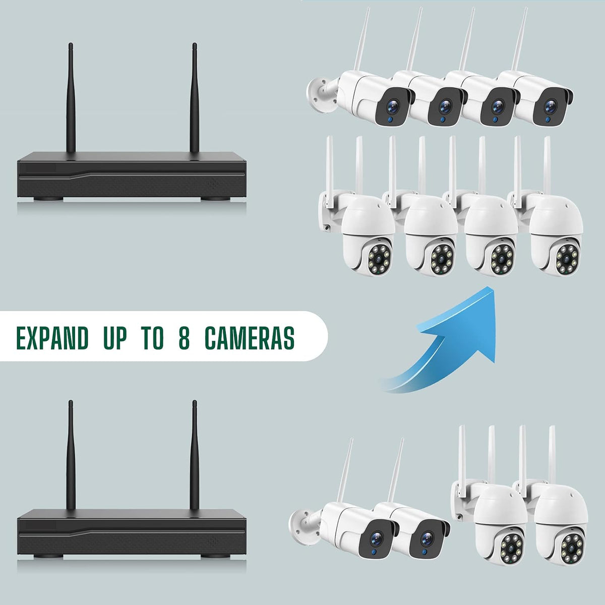 Wireless WiFi 3MP Outdoor Security Camera System with 1TB Hard Drive T4614