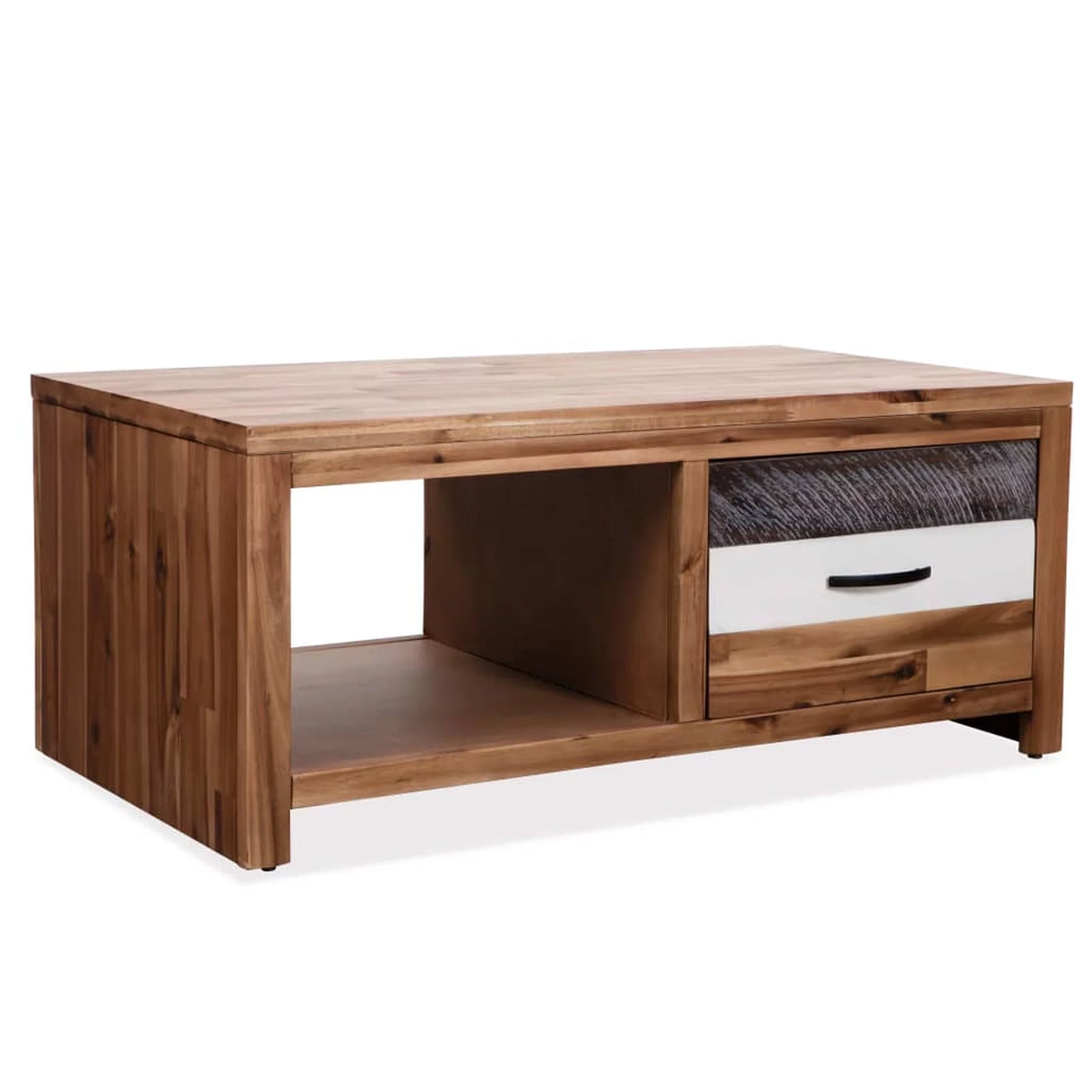 Wooden Coffee Table with Storage Drawer and Shelf M698034