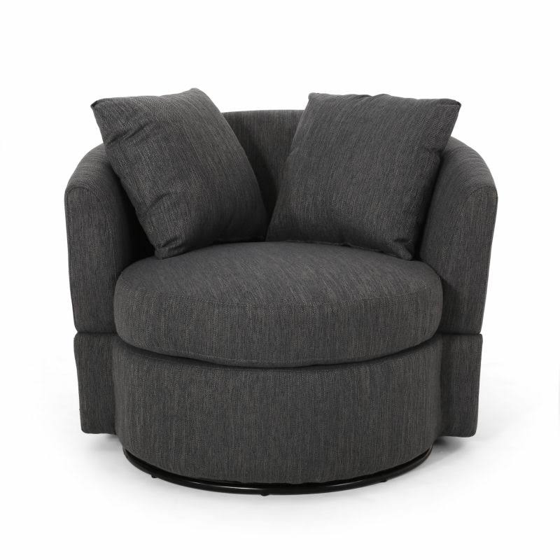 Charcoal and Black Upholstered Swivel Club Chair G5803