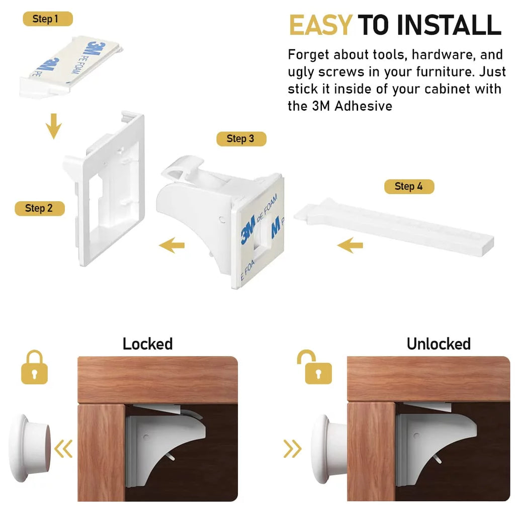 24 Outlet Covers with 12 Magnetic Cabinet Locks and 6 Safety Strap Locks J84083