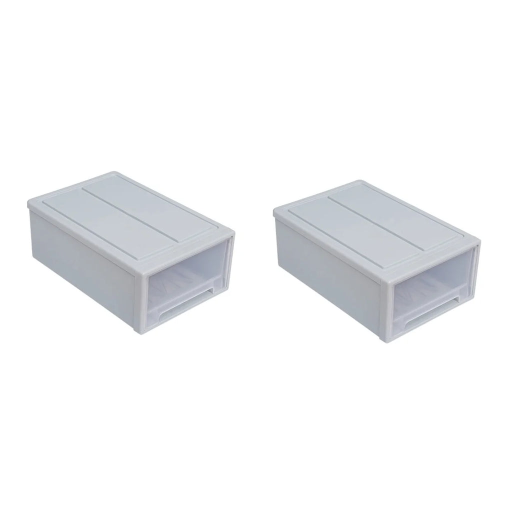2 pcs Stackable Transparent Storage Box Drawer-type Clothes Shoes Organizer C8517