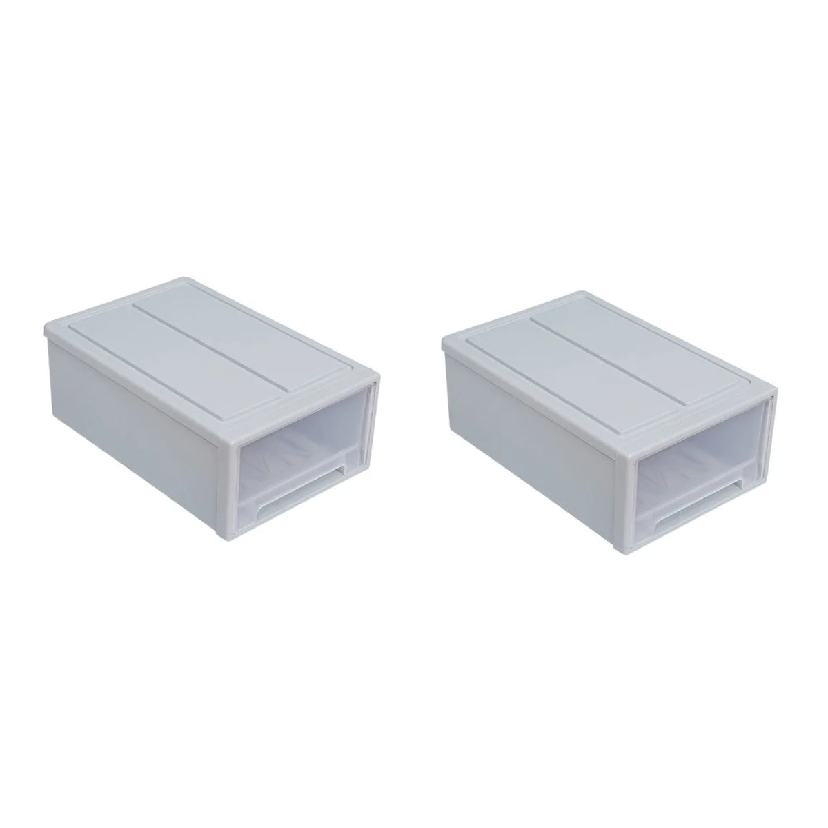 2 pcs Stackable Transparent Storage Box Drawer-type Clothes Shoes Organizer C8517