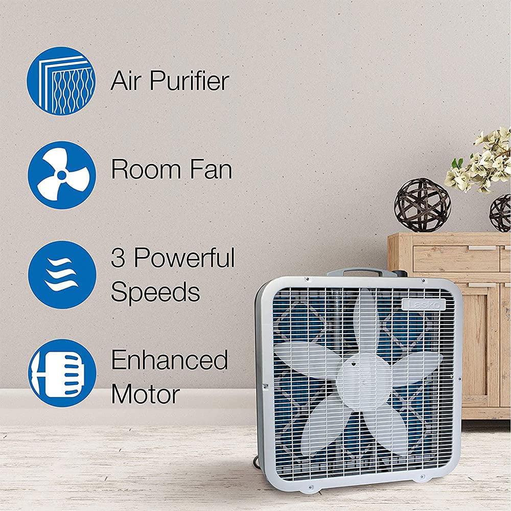 White 3 Speed Air Purifier Box Fan 2 Pack K230834