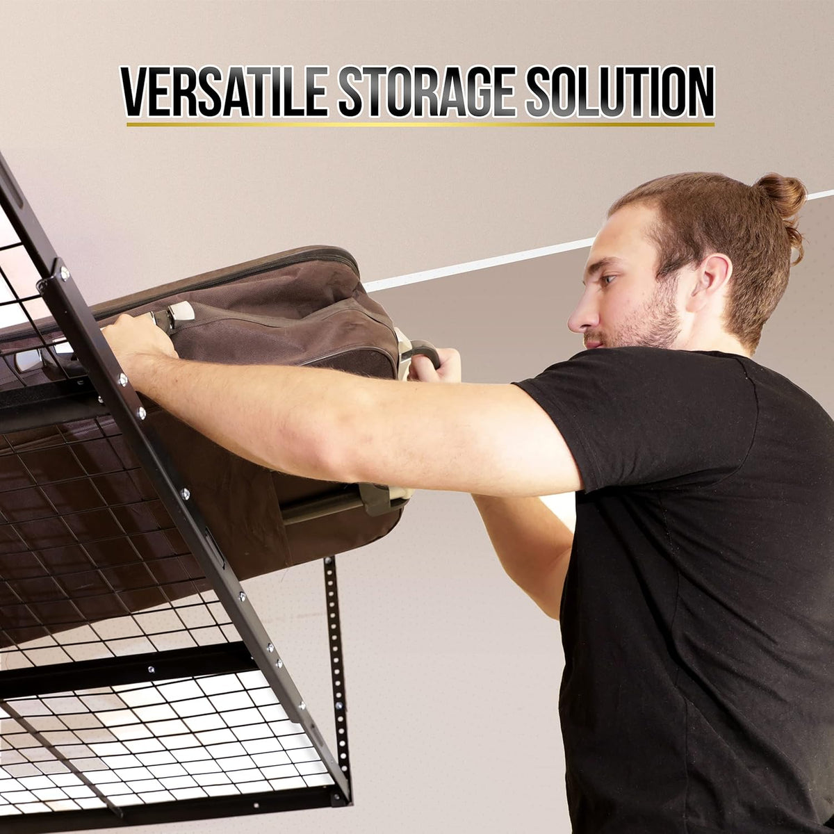 Overhead Garage Shelving Storage Rack, Adjustable 3’ x 6’, Heavy Duty Mounted Storage Shelves with 4 Flat Hooks Q127641