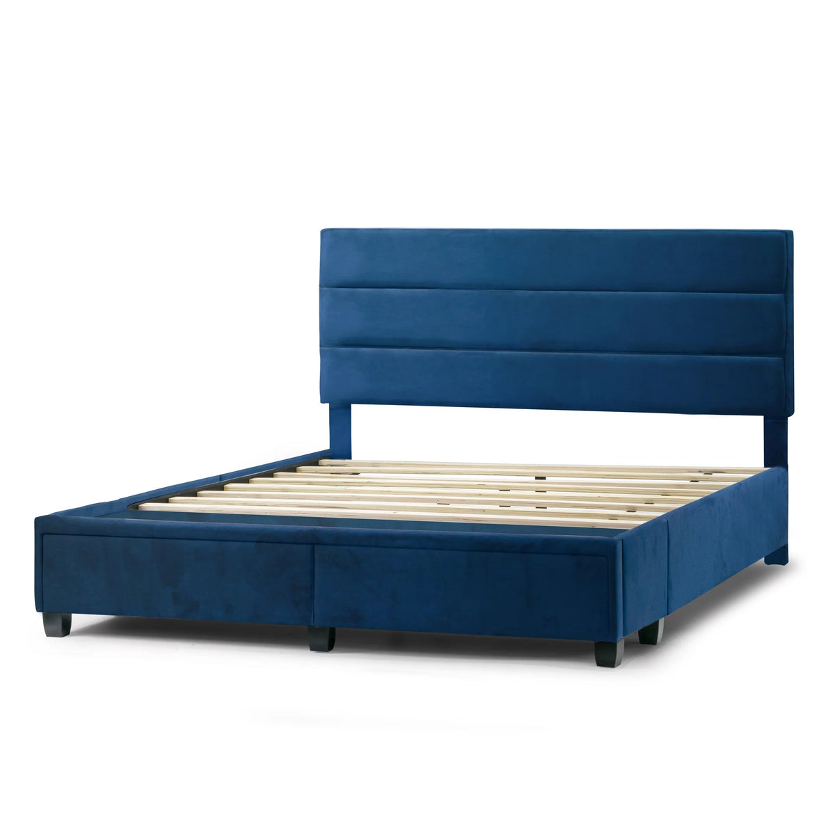 Blue Fabric Queen Bed with Two Storage Drawers P43754
