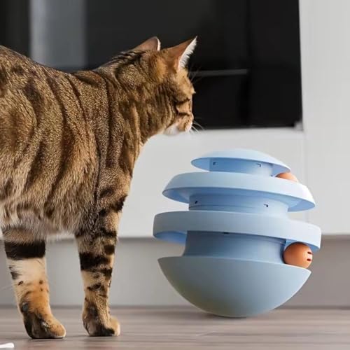 3 Tier Cat Turntable Tumbler Toy with Moving Balls (deep Blue) P68994