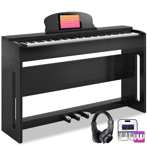 88-Key Weighted Hammer Action Digital Piano with Speakers, Furniture Stand and Triple Pedals U3248