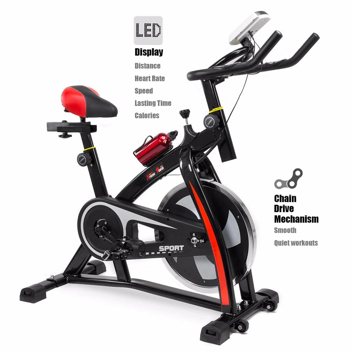 Blue Stationary Exercise Bike with Bottle Holder K53384